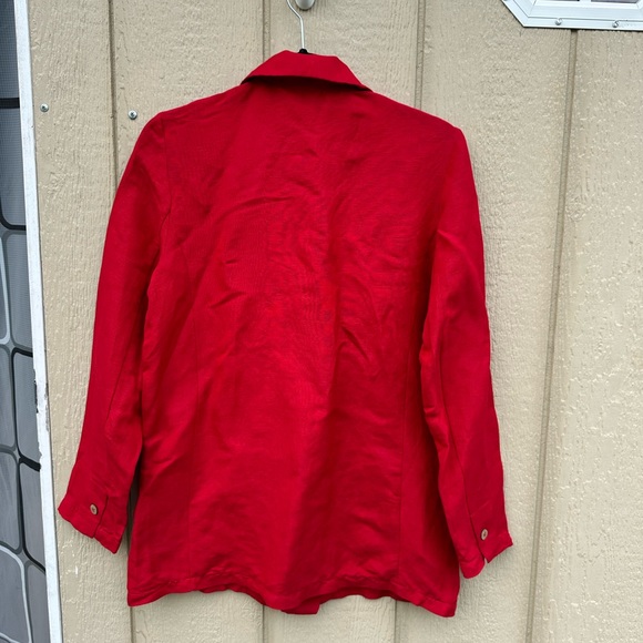 MNG Casual Linen Red Blazer Oversized Size XXS - Picture 3 of 5